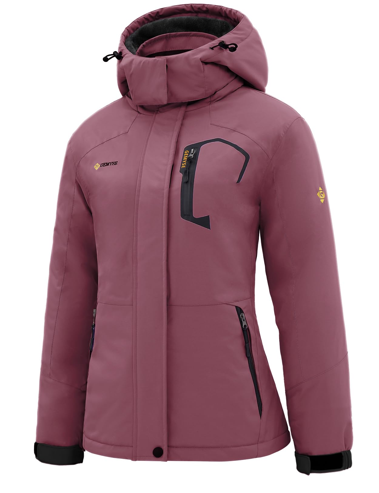 GEMYSE Women's Ski Snow Jacket Warm Winter Waterproof Coat Snowboard Rain Jacket Hooded Windproof Windbreaker